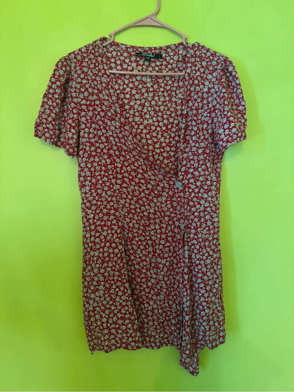 Motel Rocks Red Floral Wrap skater mini Dress